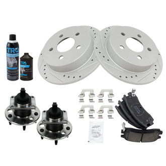 TRQ® - Performance Ceramic Rear Brake Kit with Hub Assemblies