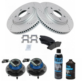 TRQ® - Performance Semi-Metallic Front Brake Kit with Hub Assemblies