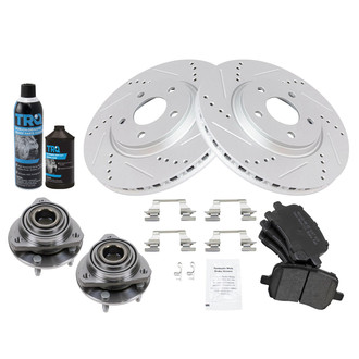 TRQ® - Performance Semi-Metallic Front Brake Kit with Hub Assemblies