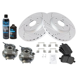 TRQ® - Performance Semi-Metallic Front Brake Kit with Hub Assemblies