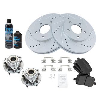 TRQ® - Performance Semi-Metallic Front Brake Kit with Hub Assemblies