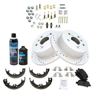 TRQ® - Performance Semi-Metallic Rear Brake Kit with Parking Brake Shoes