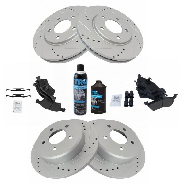 TRQ® - Front and Rear Disc Brake Kit with Semi-Metallic Pads