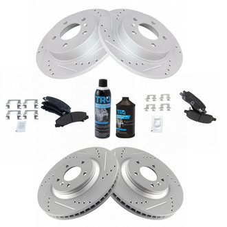 TRQ® - Front and Rear Disc Brake Kit with Semi-Metallic Pads
