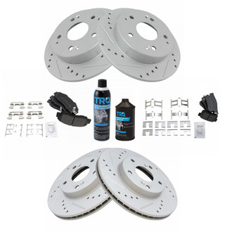TRQ® - Front and Rear Disc Brake Kit with Semi-Metallic Pads