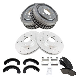 TRQ® - Performance Ceramic Brake Kit with Drum and Shoes