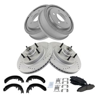 TRQ® - Performance Ceramic Front and Rear Brake Kit with Drum and Shoes