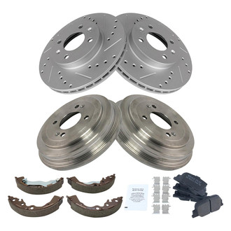 TRQ® - Performance Ceramic Brake Kit with Drum and Shoes