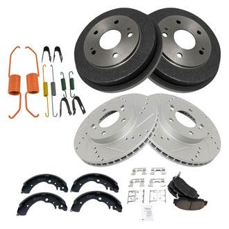 TRQ® - Performance Ceramic Brake Kit with Drum and Shoes