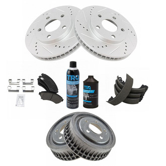 TRQ® - Performance Ceramic Front and Rear Brake Kit with Drum and Shoes