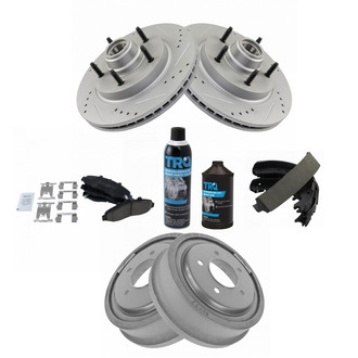 TRQ® - Performance Ceramic Front and Rear Brake Kit with Drum and Shoes