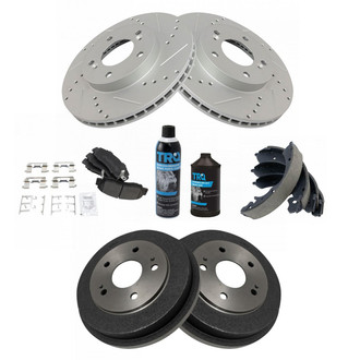 TRQ® - Performance Semi-Metallic Front and Rear Brake Kit with Drum and Shoes