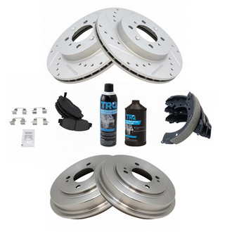 TRQ® - Performance Semi-Metallic Front and Rear Brake Kit with Drum and Shoes