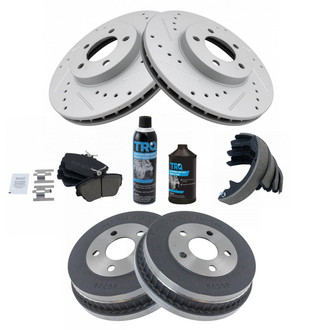 TRQ® - Performance Ceramic Front and Rear Brake Kit with Drum and Shoes