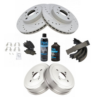 TRQ® - Performance Ceramic Front and Rear Brake Kit with Drum and Shoes