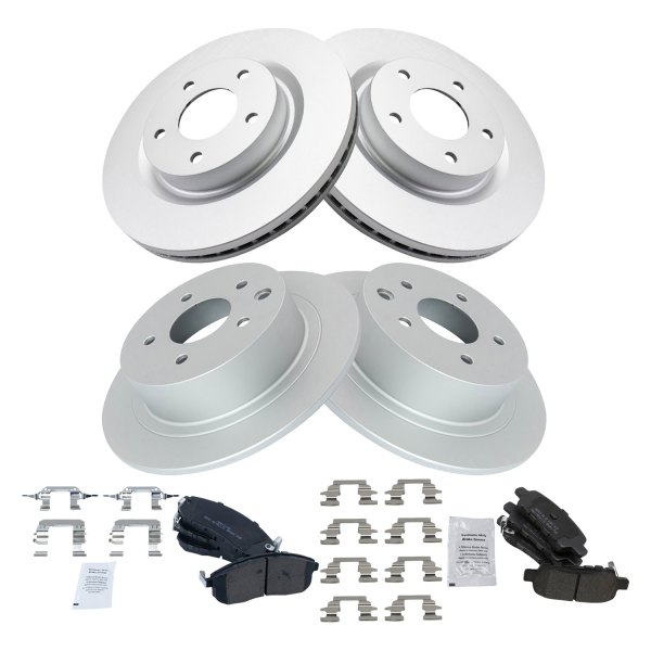 TRQ® - Front and Rear Disc Brake Kit with Semi-Metallic Pads