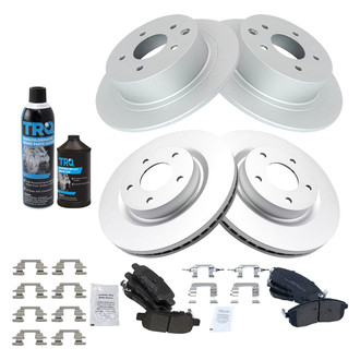 TRQ® - Front and Rear Disc Brake Kit with Semi-Metallic Pads