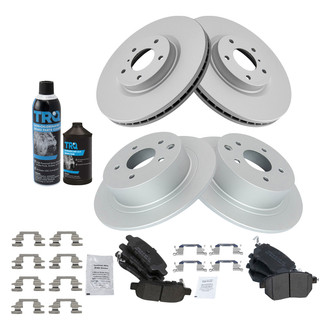 TRQ® - Front and Rear Disc Brake Kit with Semi-Metallic Pads