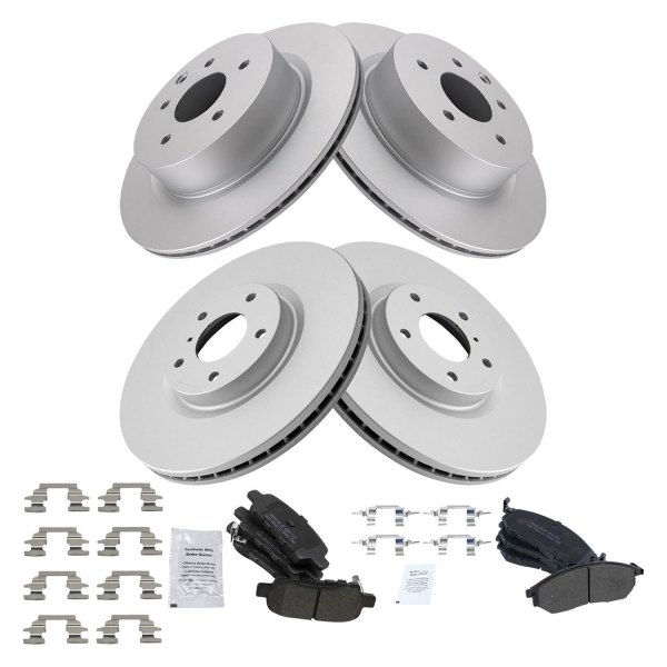 TRQ® - Front and Rear Disc Brake Kit with Semi-Metallic Pads