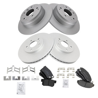 TRQ® - Front and Rear Disc Brake Kit with Semi-Metallic Pads