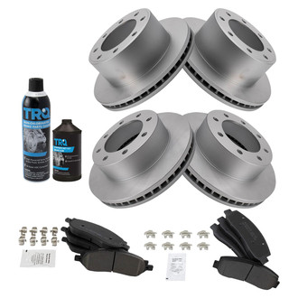 TRQ® - Front and Rear Disc Brake Kit with Semi-Metallic Pads