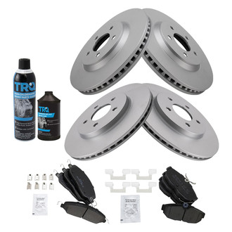 TRQ® - Front and Rear Disc Brake Kit with Semi-Metallic Pads