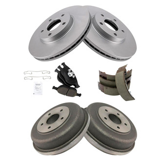 TRQ® - Front and Rear Disc and Drum Brake Kit with Ceramic Pads