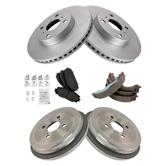 TRQ® - Front and Rear Disc and Drum Brake Kit with Ceramic Pads