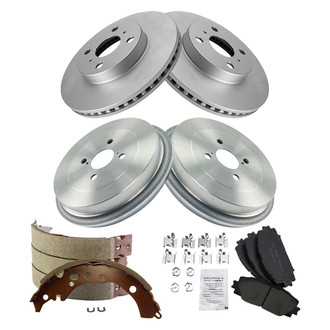 TRQ® - Front and Rear Disc and Drum Brake Kit with Ceramic Pads