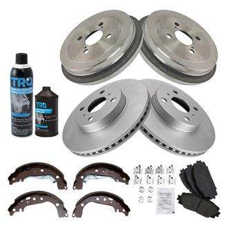 TRQ® - Front and Rear Disc and Drum Brake Kit with Ceramic Pads