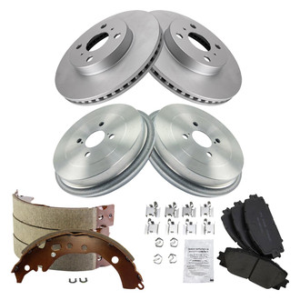 TRQ® - Front and Rear Disc and Drum Brake Kit with Ceramic Pads
