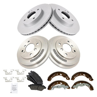TRQ® - Front and Rear Disc and Drum Brake Kit with Ceramic Pads