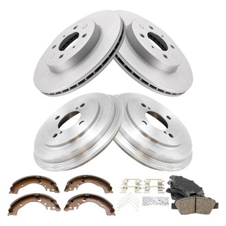 TRQ® - Front and Rear Disc and Drum Brake Kit with Ceramic Pads
