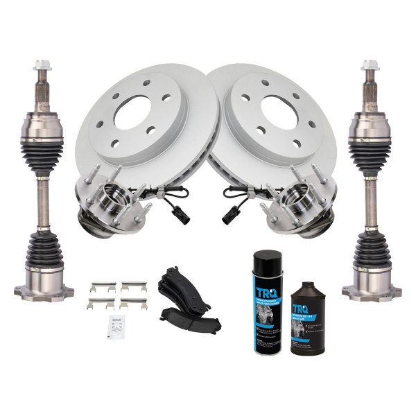 TRQ® - Front Disc Brake Kit with Ceramic Pads and Hub Assemblies and CV Axles