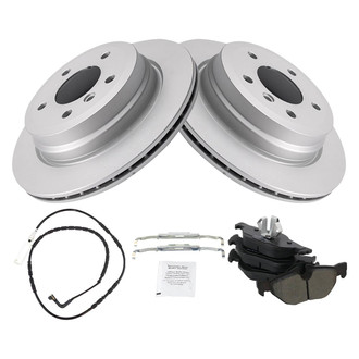 TRQ® - Rear Disc Brake Kit with Semi-Metallic Pads and Pad Wear Sensors