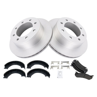 TRQ® - Rear Disc Brake Kit with Semi-Metallic Pads and Shoes
