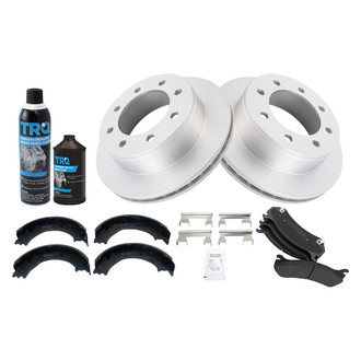 TRQ® - Rear Disc Brake Kit with Semi-Metallic Pads and Shoes
