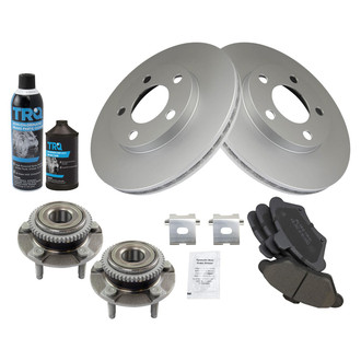 TRQ® - Front Disc Brake Kit with Ceramic Pads and Hub Assemblies