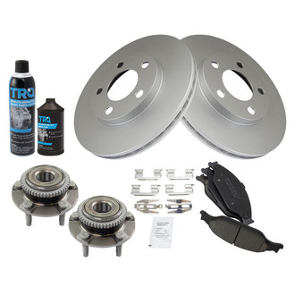 TRQ® - Front Disc Brake Kit with Ceramic Pads and Hub Assemblies