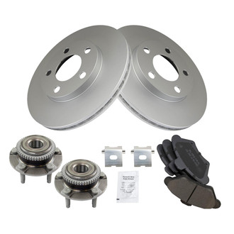 TRQ® - Front Disc Brake Kit with Ceramic Pads and Hub Assemblies
