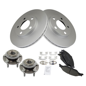 TRQ® - Front Disc Brake Kit with Ceramic Pads and Hub Assemblies