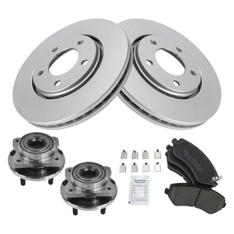 TRQ® - Front Disc Brake Kit with Ceramic Pads and Hub Assemblies