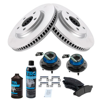 TRQ® - Front Disc Brake Kit with Semi-Metallic Pads and Hub Assemblies