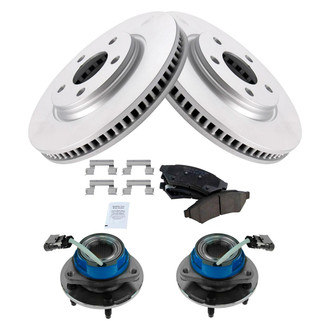 TRQ® - Front Disc Brake Kit with Ceramic Pads and Hub Assemblies