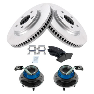 TRQ® - Front Disc Brake Kit with Semi-Metallic Pads and Hub Assemblies