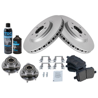 TRQ® - Front Disc Brake Kit with Ceramic Pads and Hub Assemblies
