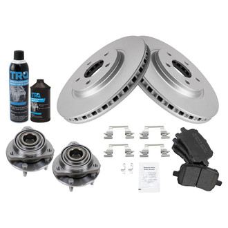TRQ® - Front Disc Brake Kit with Semi-Metallic Pads and Hub Assemblies