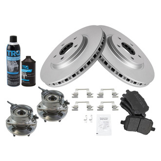 TRQ® - Front Disc Brake Kit with Semi-Metallic Pads and Hub Assemblies