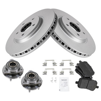 TRQ® - Front Disc Brake Kit with Semi-Metallic Pads and Hub Assemblies