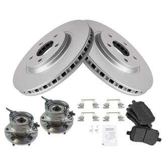 TRQ® - Front Disc Brake Kit with Semi-Metallic Pads and Hub Assemblies